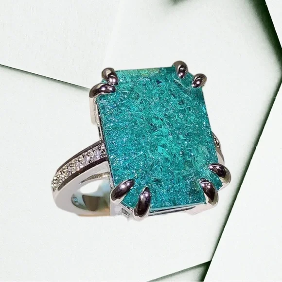 925 Sterling Silver Paraiba Tourmaline Rings New in Gift Box - Picture 3 of 10